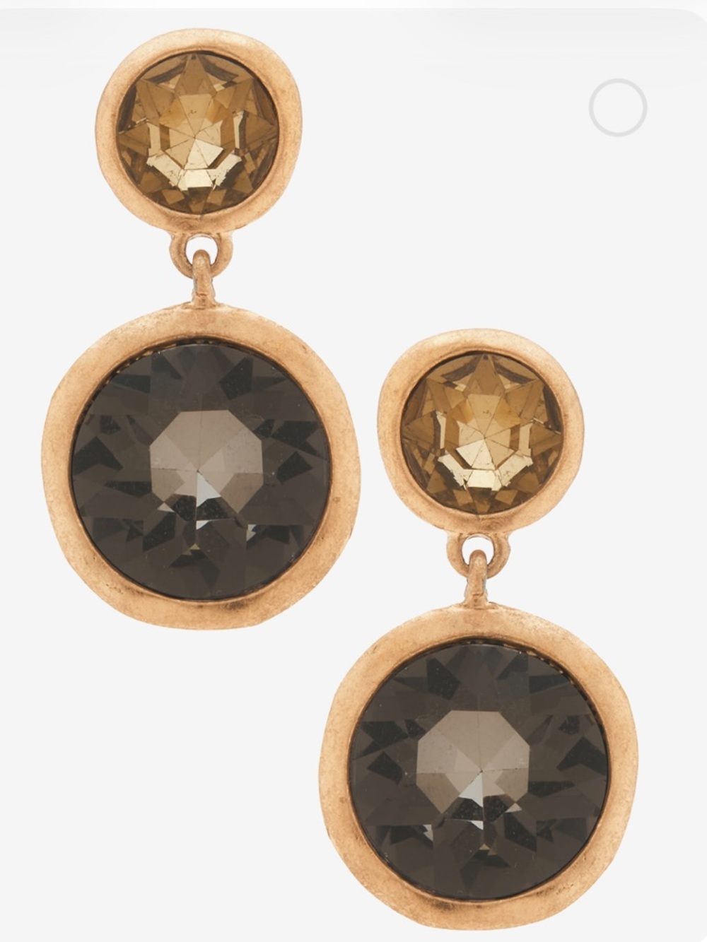 L+F Gold Tone Drop Earrings Smoky Black Faceted Crystal